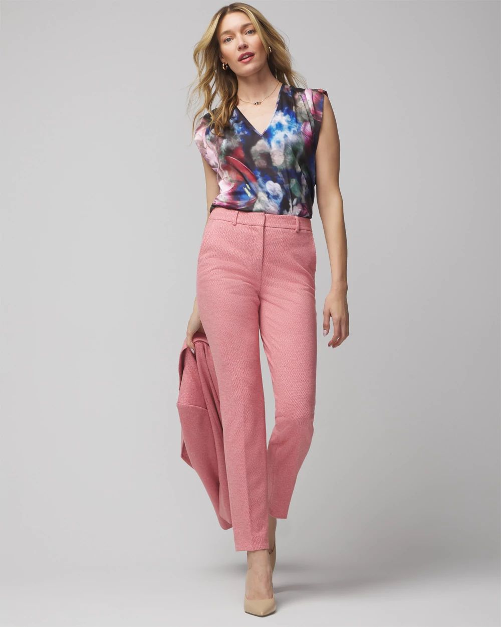 WHBM Petite Elle Slim Ankle Brushed Ponte Pant